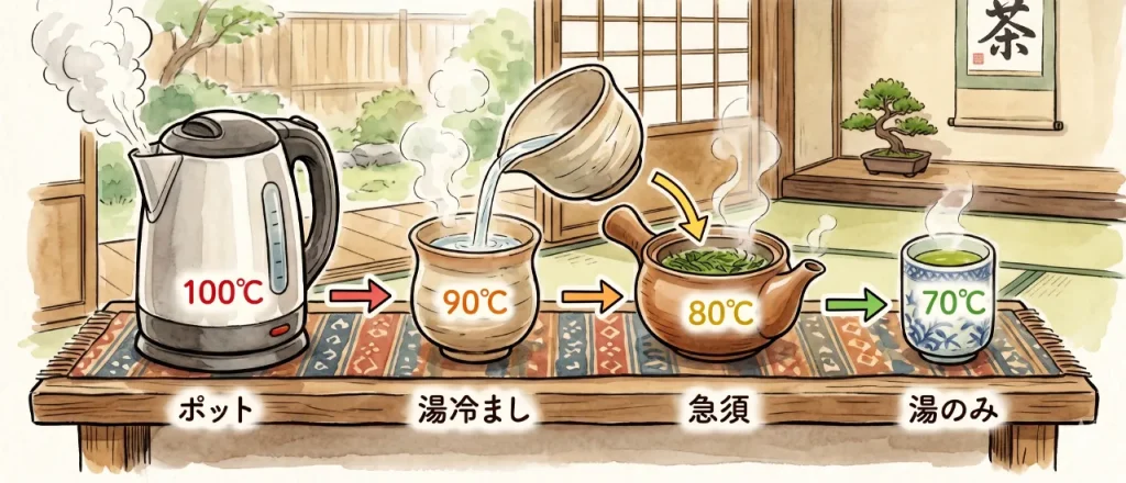 お湯を冷ます
